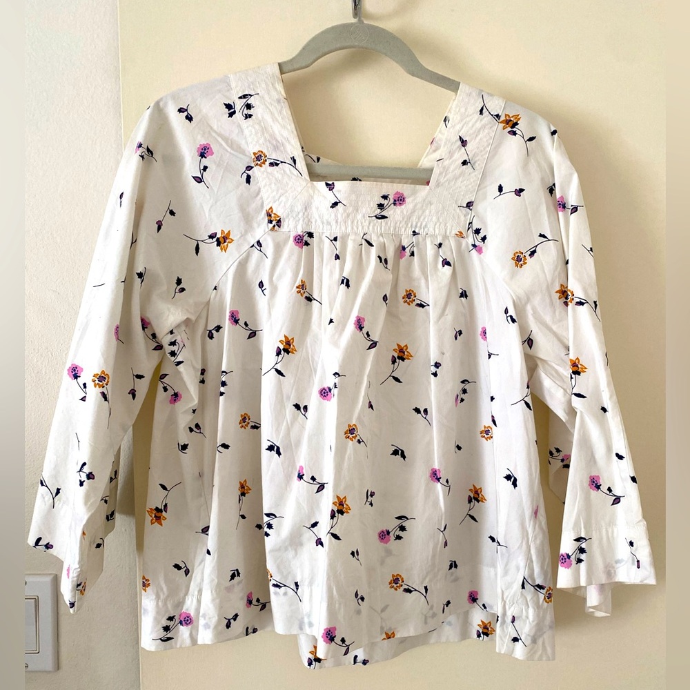 Madewell cotton poplin Japanese style square neckline top